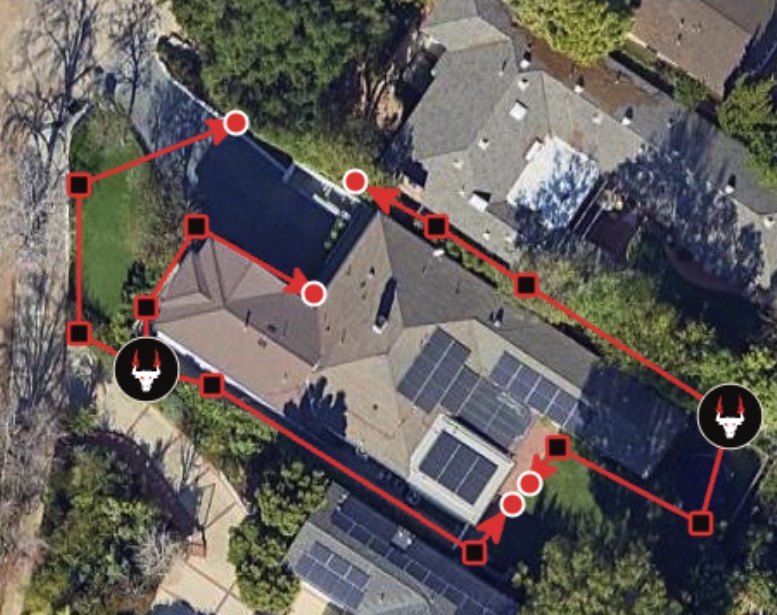 Example system and hose layout tracing a home's perimeter
