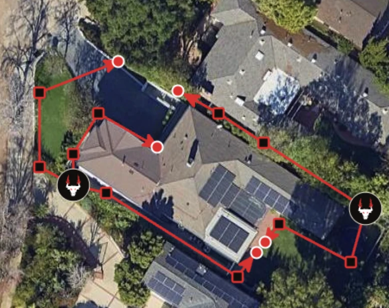 Example — two barrels covering a full perimeter